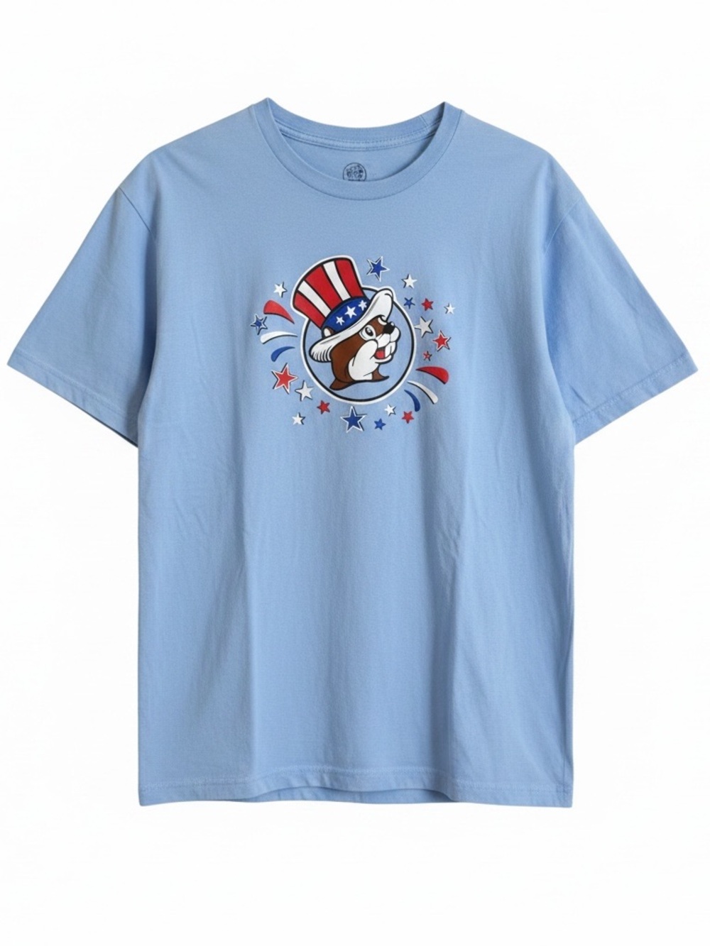 Light Blue Buc-ee’s 2025 Patriotic Graphic Tee - Men, size L